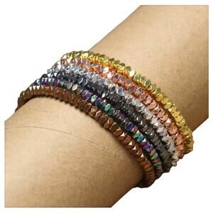 Beaded Hematite Adjustable Bracelet Multi-Colored